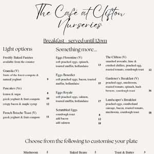 Clifton Cafe Menu