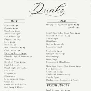 Clifton Cafe Drinks Menu